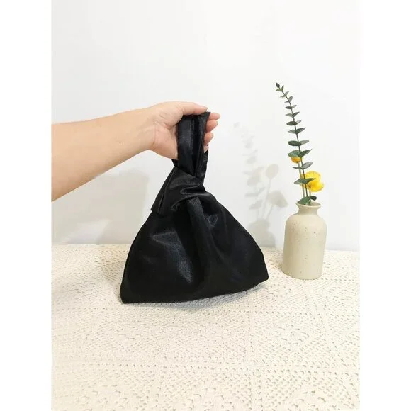 Versatile Black Satin Evening Bag - Mini Clutch Purse for Work and Parties - Picture 2 of 5